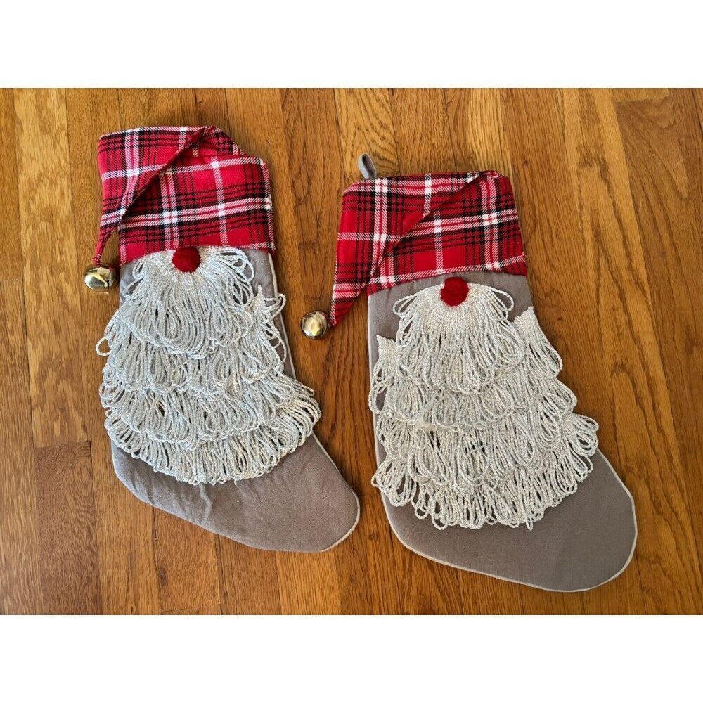 Lot of 2 Max Studio Home Christmas Gnome Stockings 17”